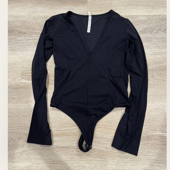 Free People Intimately Free Bodysuit Black Deep V-Neck - Picture 1 of 6